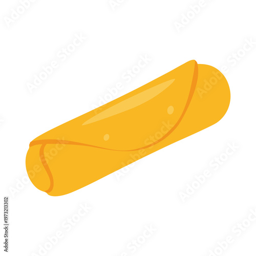 Simple Yellow Rolled Tortilla Icon.