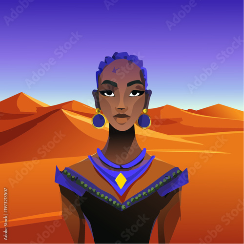 Striking Portrait of a Woman with Distinctive Features and Adornments.