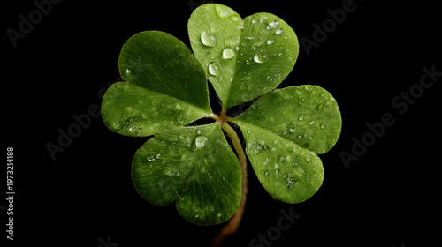 Isolated four leaf clover, shamrock for luck, Irish symbol, St. Patrick's Day, auspicious charm
