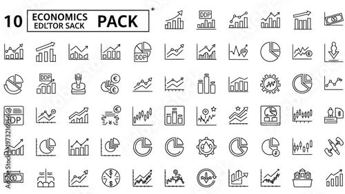 Collection of hand drawn economic and financial charts graphs and symbols for business analytics its only illustration