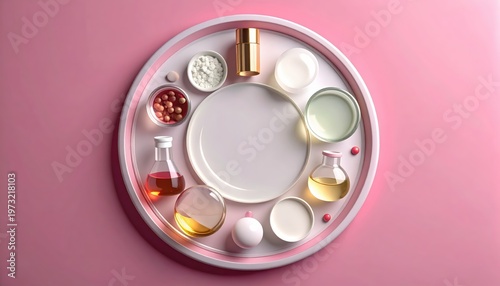 Elevated view showcasing a curated collection of skincare and beauty elements