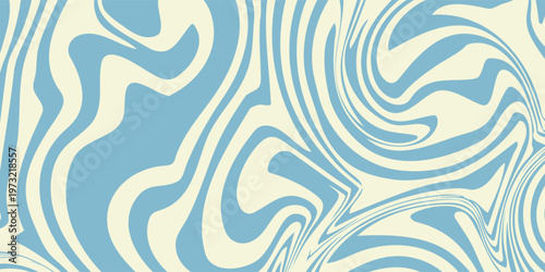 Modern groovy hippie 70s background with swirling wave and twirl patterns, smooth retro psychedelic composition with bold curves, vector illustration art