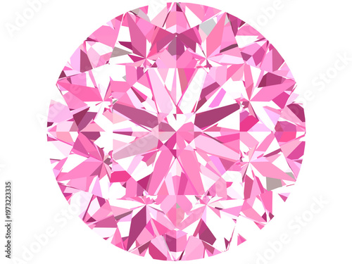 Pink Diamond Vector – Round Brilliant Faceted Gem Art, Vibrant round-cut pink diamond vector with sparkling facets—perfect for branding, jewelry graphics, posters, and luxe design projects.