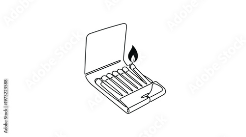 Matchbook With Leaf Flame Single Continuous Line Drawing Minimalist Monoline Vector Icon