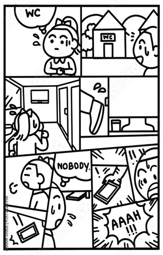 Scary ghost in the public restroom comic strip