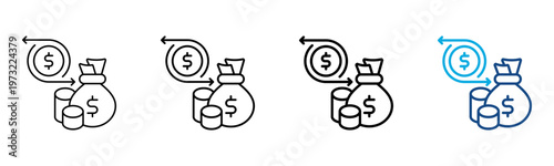 Cash Flow Icon Different Style Outline Collection Set Vector Illustration