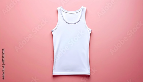 Simple White Tank Top on a Soft Pink Backdrop, Mockup for Apparel Design