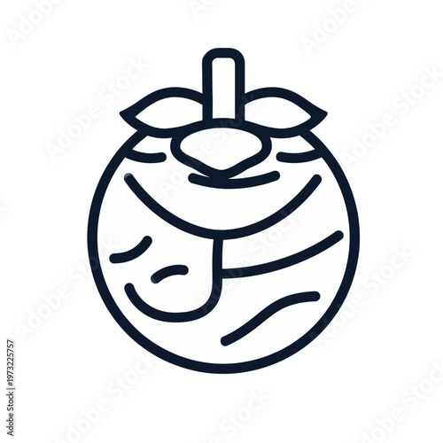 Vector of a ripe red tomato with green leaves on top