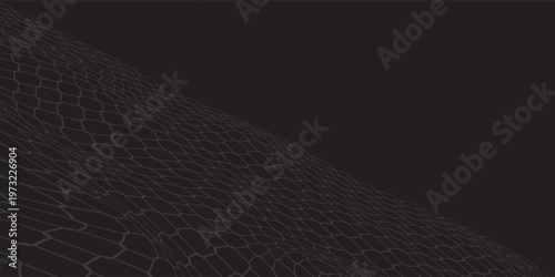Net texture pattern on black background. Net texture pattern for backdrop and wallpaper. Realistic net pattern with black squares. Geometric background, vector illustration