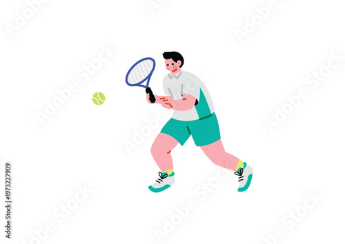 テニスをする男性のイラスト