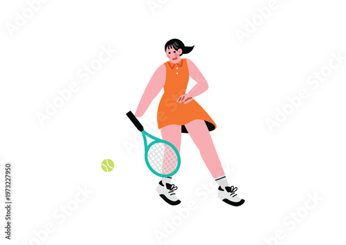 テニスをする女性のイラスト