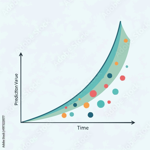 Exponential growth trend vector illustration showing data points increasing over a specified period of time