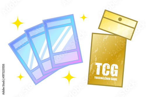 シンプルなトレーディングカードのイラスト パック開封 ベクター素材