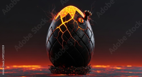 Cyberpunk owl with glowing yellow eyes perched on cracked digital surface in neon-lit dystopian environment