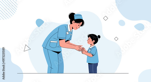 Nurse Helping Child, Medical Care, Healthcare, Pediatric Medicine, Gentle Touch