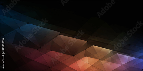 An abstract geometric background of colorful squares and origami paper planes soaring through a pattern of light clouds and triangular sky shapes in a modern vector illustration design
