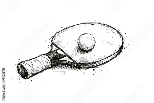 Sketch of a Ping Pong Paddle and Ball.