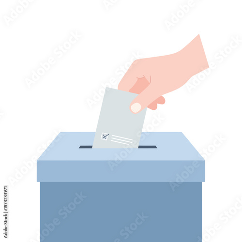 Hand casting vote into ballot box, concept of democracy and elections