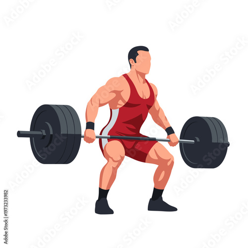 Athlete performing deadlift exercise with heavy barbell, strength training and fitness concept