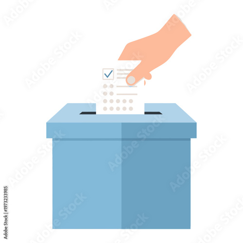 Hand casting vote into ballot box, election concept, voting process