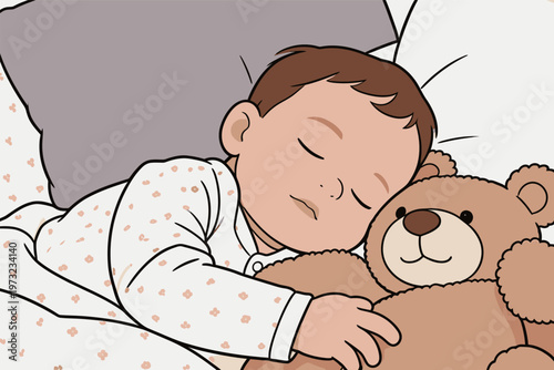 Sleeping Baby with Stuffed Animal Toy