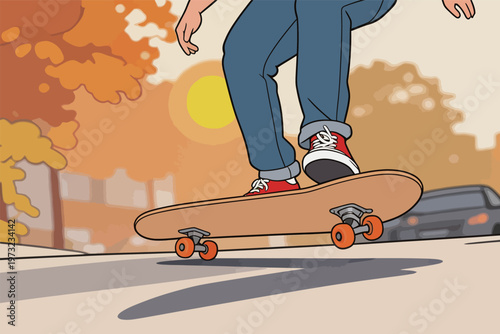 Person Skateboarding on Urban Street