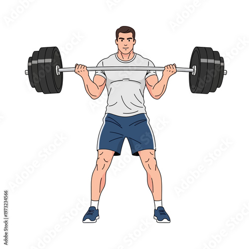 Man Lifting Heavy Barbell Weight, Fitness Workout, Strength Training, Gym Exercise, Muscle Building