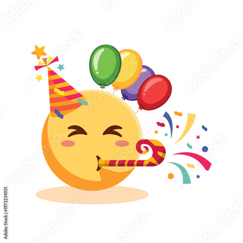 Birthday party face emoji emoticon icon illustration Vector