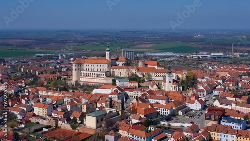 Panoramic view of Mikulov with Mikulov Castle from Holy Hill, Czech Republic
