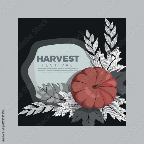 Harvest festival logo with leaves and fruit