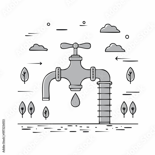 Water Faucet With Dripping Water.