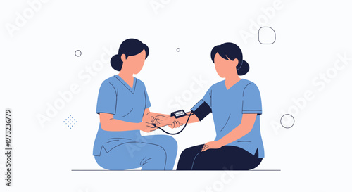 Nurse checking patient's blood pressure, medical checkup, healthcare concept