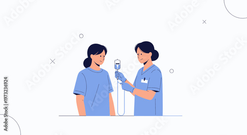 Nurse Administering IV Drip to Patient in Medical Setting