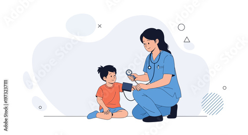 Nurse checking child's blood pressure, healthcare, medical checkup, doctor, kid