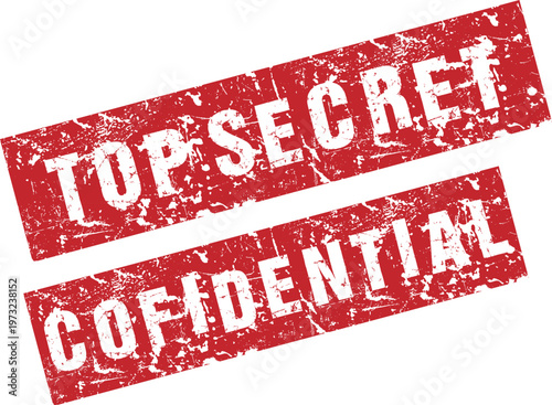 Red top secret and confidential stamps