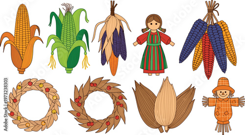 Professional Tailoring and Sewing Icon Set Featuring Sewing Machine, Colorful Thread Spools, Scissors, Measuring Tape, Buttons, and Handmade Craft Tools for Fashion Design.