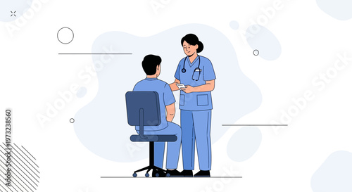 Doctor and patient in examination room, medical checkup, healthcare concept
