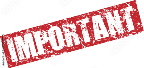 Red important stamp on with distressed texture