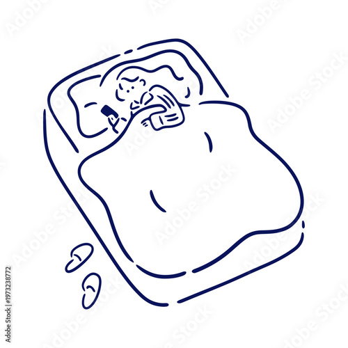 寝ながらスマホを見るイラスト素材