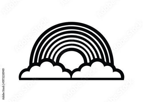 Partly hidden rainbow behind cloud silhouette vector