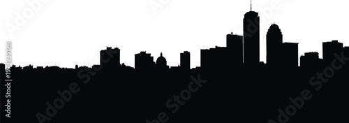 City Skyline Skyscape Black Vector Silhouette Illustration
