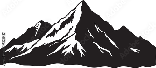 Mt Everest Mountain Peaks with Snow Silhouette Icon Vector Illustration
