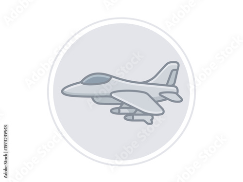 Flat stealth fighter jet side view, angular wings, modern military design, minimal gray vector style