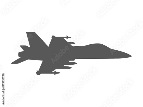 Flat stealth fighter jet side view, angular wings, modern military design, minimal gray vector style
