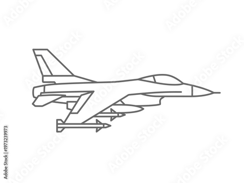 Flat stealth fighter jet side view, angular wings, modern military design, minimal gray vector style