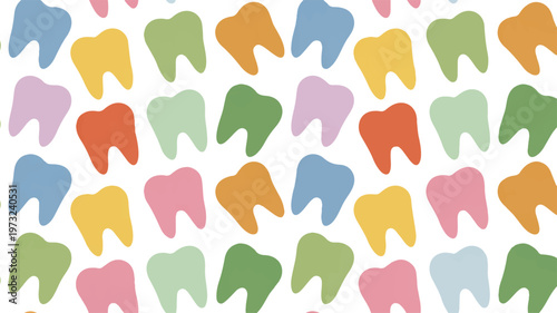 colorful teeth icons on white background