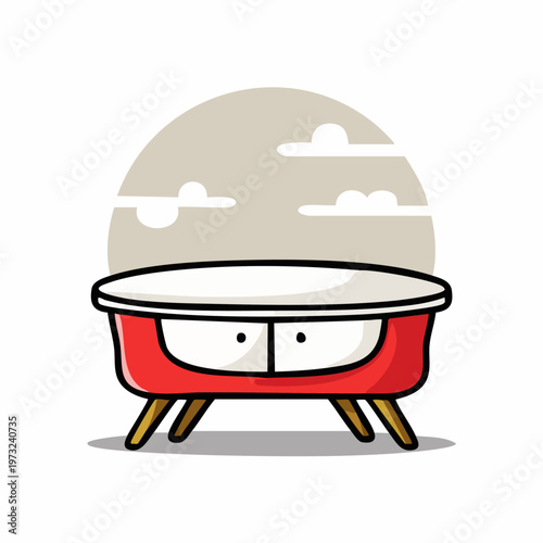 Red cartoon bathtub with white interior.