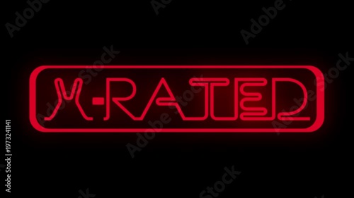 Red Neon X Rated Sign Glowing Light Retro Cyberpunk Night Background Loop 4K