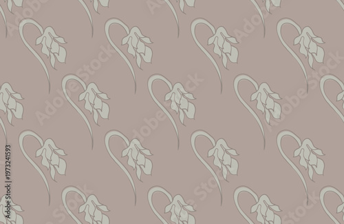 Soft drooping floral seamless pattern organic flowing flower repeat design.