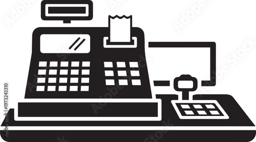 Cash Register Icon Vector for Retail and Checkout Payment